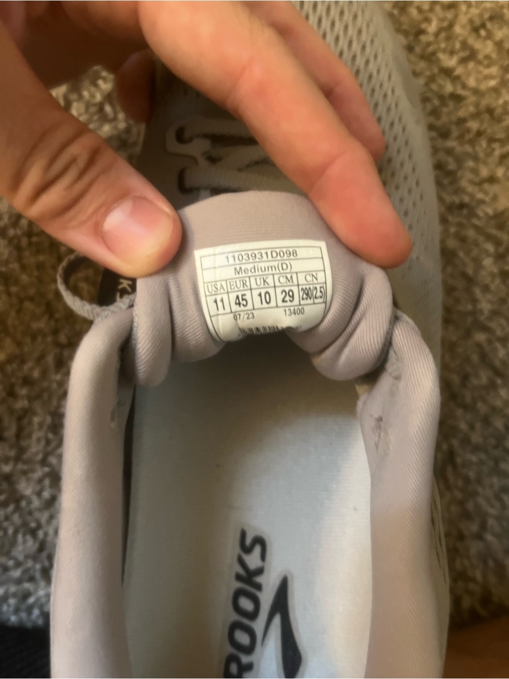 Brooks Ghost 15 Running Shoe - Light Gray w/ Black and White - Picture 9 of 9